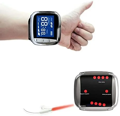 Maikong 650nm Laser Watch Massager for Tinnitus Promote Blood Circulation Media Varicose Veins Diabetes Laser Blood Irradiation Therapy Relieve Pain